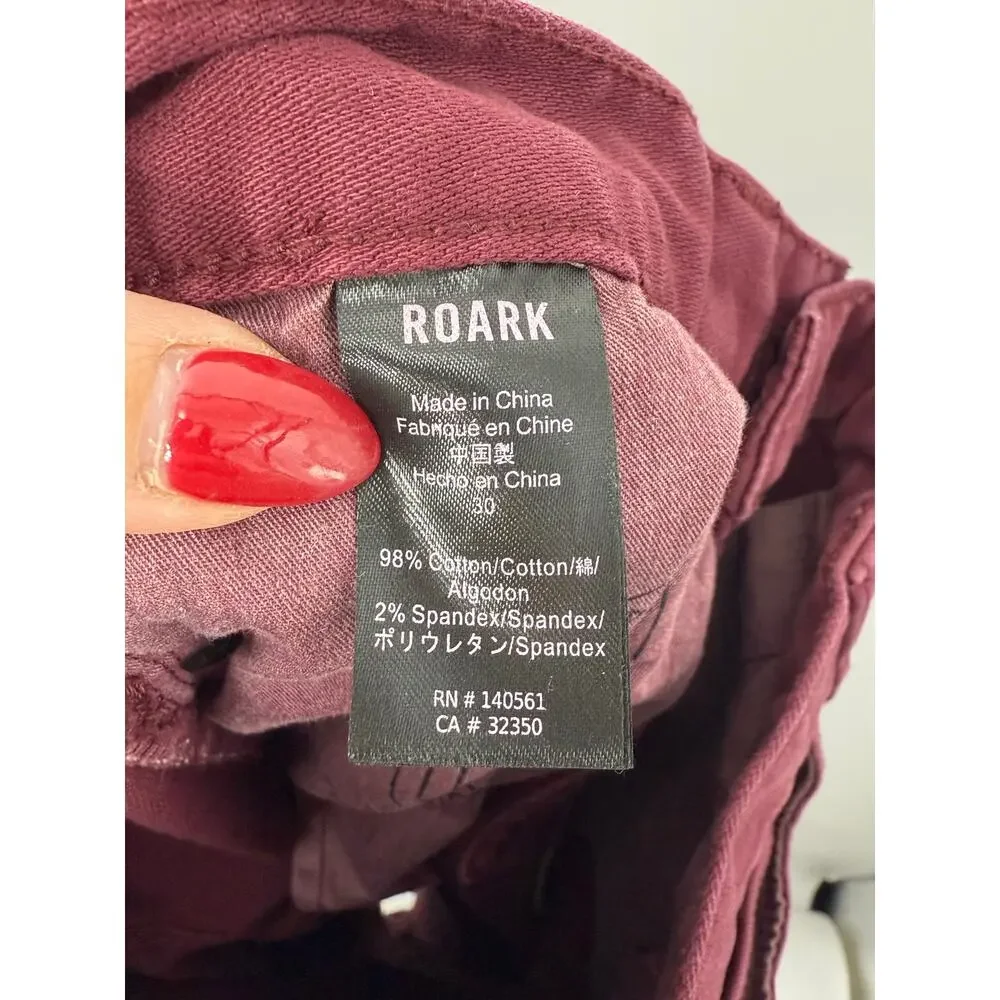 Roark Highway 128 Straight Fit Burgundy Stretch Denim Pants 30x32 (fits 30x30)